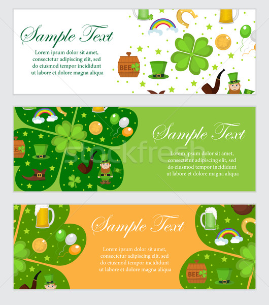 St. Patrick's Day banner template for your design. Horizontal Border set. Vector illustration. Stock photo © lucia_fox