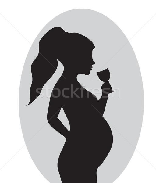 Pregnancy no drinking alcohol. Red prohibition sign-pregnant woman with a drink of wine. Stock photo © lucia_fox