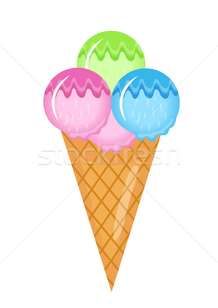 Ice Cream cone icon flat cartoon style. Isolated on white background. Vector illustration, clip art. Stock photo © lucia_fox