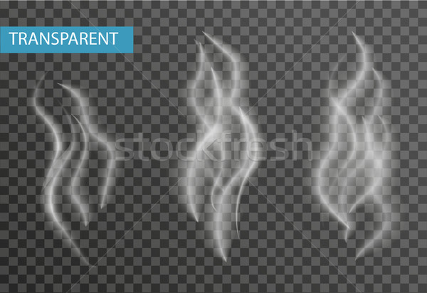 Realistic smoke set isolated on transparent background. Cigarette , vapor effect. Vector illustratio Stock photo © lucia_fox