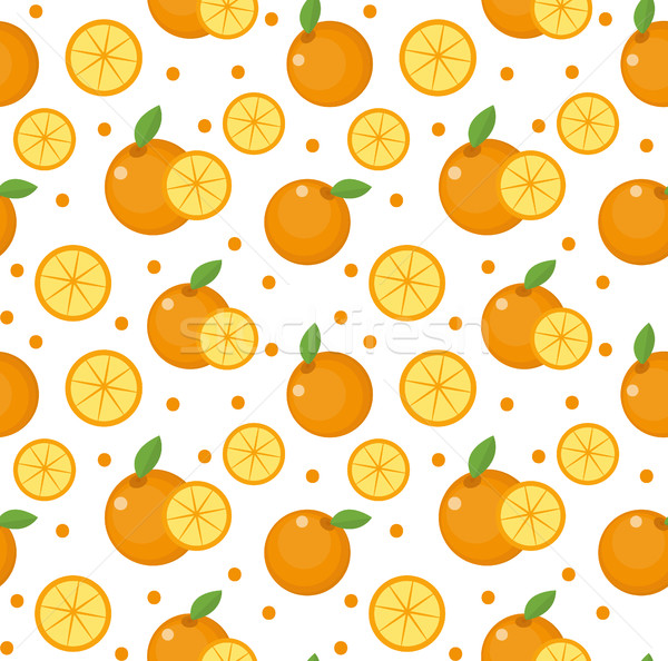 Orange seamless pattern. Mandarin citrus endless background, texture. Fruits . Vector illustration Stock photo © lucia_fox