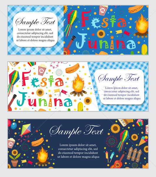 Festa Junina banner set with space for text. Brazilian Latin American festival template for your des Stock photo © lucia_fox