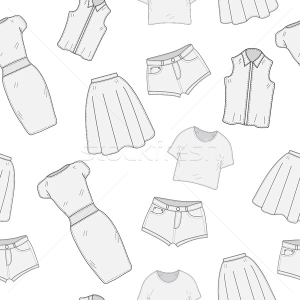 Women's Clothing  seamless pattern sketch. Clothes, hand-drawing, doodle style. Clothing, background Stock photo © lucia_fox