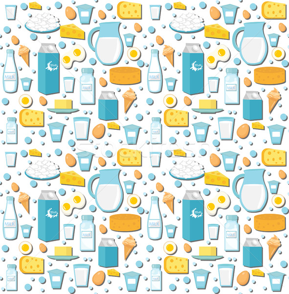 Dairy product seamless pattern. Flat style. Milk products background.  and Cheese texture. Farm Food Stock photo © lucia_fox