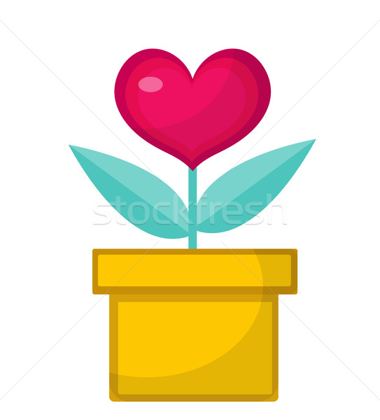 Heart flower pot icon, flat design. Isolated on white background. Vector illustration, clip art. Stock photo © lucia_fox
