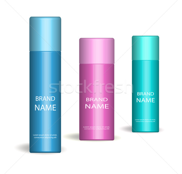 Realistic spray set. Isolated on white background. 3d Cosmetics bottle, deodorant mock-up. Product p Stock photo © lucia_fox