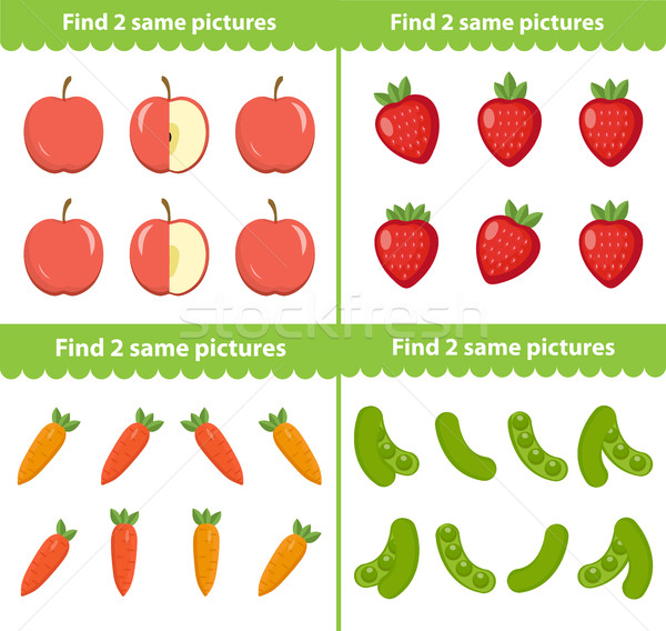 Stock photo: Children s educational game. Find two same pictures. Vector illustration