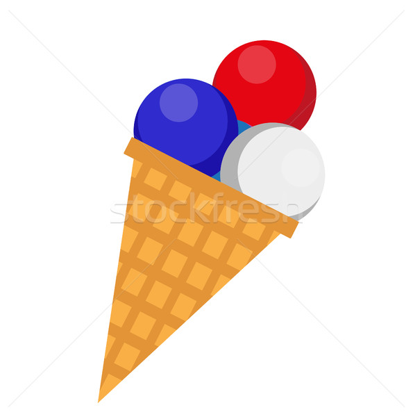 Ice cream icon, flat style. 4th july concept. Isolated on white background. Vector illustration. Stock photo © lucia_fox