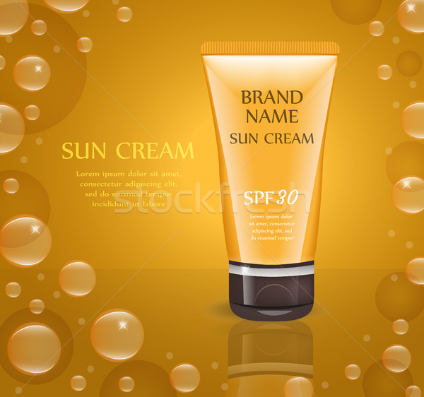 Realistic sun cream package template for your design. Sunscreen tube mock-up product bottle. Cosmeti Stock photo © lucia_fox