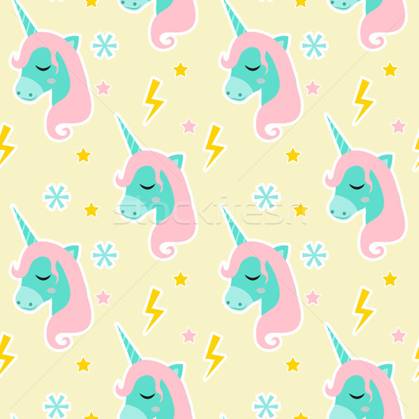 Magic Unicorn seamless pattern. Modern fairytale endless textures, magical repeating backgrounds. Cu Stock photo © lucia_fox