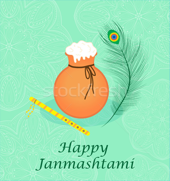 Stock photo: Happy janmashtami, Indian feast of the birth of Krishna. Greeting card janmashtami. Invitation janma