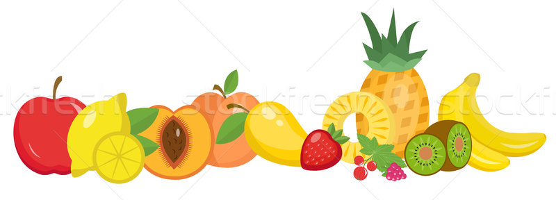 Fruits still life set, isolated on white background. Fruit horizontal banner.Vector illustration. Stock photo © lucia_fox