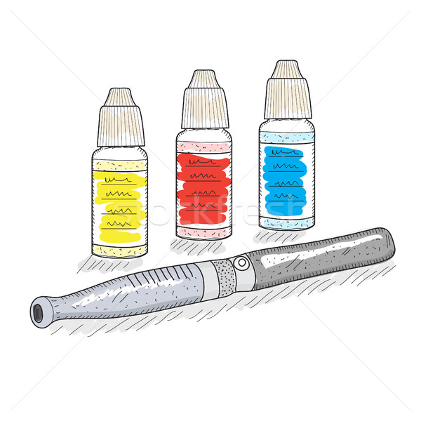 Electronic cigarettes sketch, hand drawing style. Pocket hookah. Vector illustration Stock photo © lucia_fox