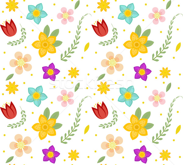 Stock photo: Floral seamless pattern. Flowers repeating texture. Botanical endless background. Vector illustratio