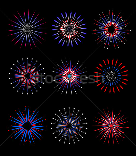 Fireworks, salute in traditional colors USA set of elements for your design. America's Independence  Stock photo © lucia_fox