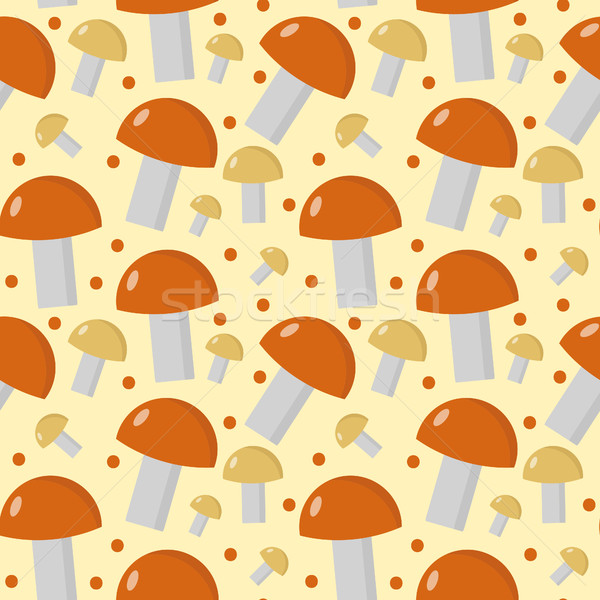 Mushrooms seamless pattern. Boletus edulis endless background, texture. Vegetable . Vector illustrat Stock photo © lucia_fox