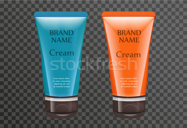 Realistic sun cream package template for your design. Sunscreen tube mock-up product bottle with a t Stock photo © lucia_fox