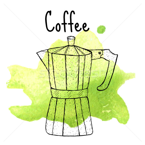 Gejzer kawy szkic strony rysunek stylu Zdjęcia stock © lucia_fox