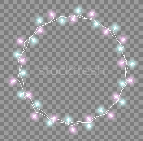 Glowing garland with small lamps. Garlands Christmas decorations lights effects. Xmas Holiday greeti Stock photo © lucia_fox