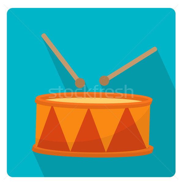 Drum a musical instrument icon flat style with long shadows, isolated on white background. Vector il Stock photo © lucia_fox