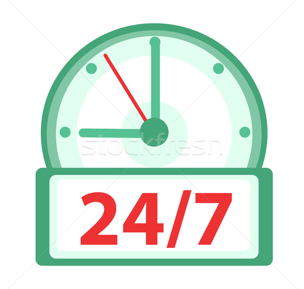 Clock icon, flat design. Watches 24h, 7 days a week isolated on white background. Vector illustratio Stock photo © lucia_fox