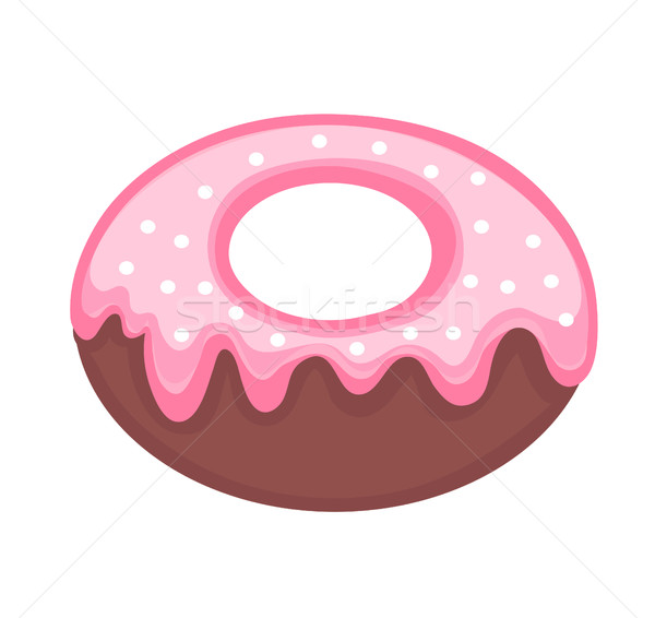 Sweet donut, flat cartoon style.  Glazed with powder. Isolated on white background. Vector illustrat Stock photo © lucia_fox