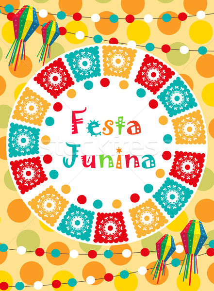 Stock photo: Festa Junina greeting card, invitation, poster. Brazilian Latin American festival template for your 