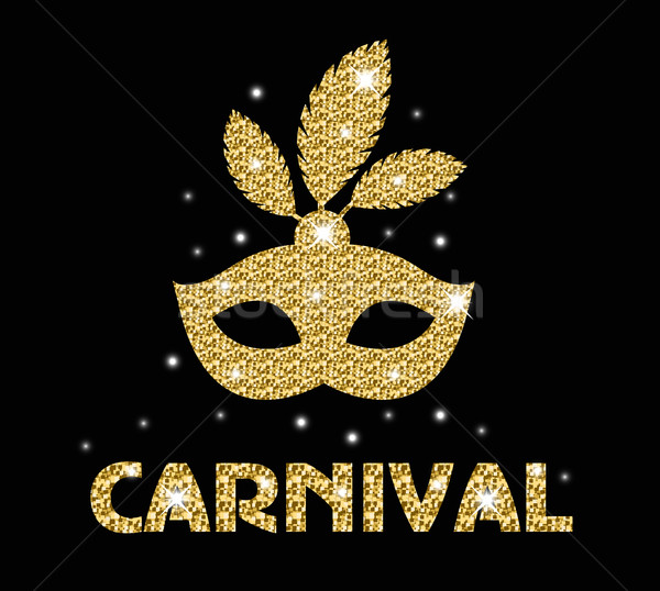 Carnival golden glitter mask, poster, flyer, invitation. Party, masquerade. Vector illustration. Stock photo © lucia_fox