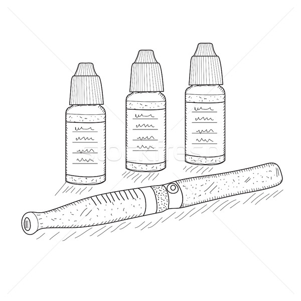 Electronic cigarettes sketch, hand drawing style. Pocket hookah. Vector illustration Stock photo © lucia_fox