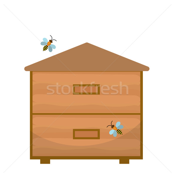 Bee house icon, flat style. Apiary isolated on white background. Vector illustration, clip-art. Stock photo © lucia_fox