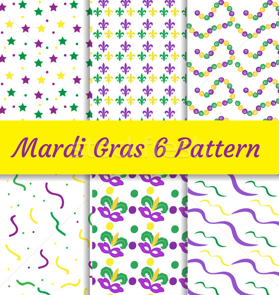 Mardi Gras seamless pattern set. Collection of digital paper, background, texture.  Stock photo © lucia_fox