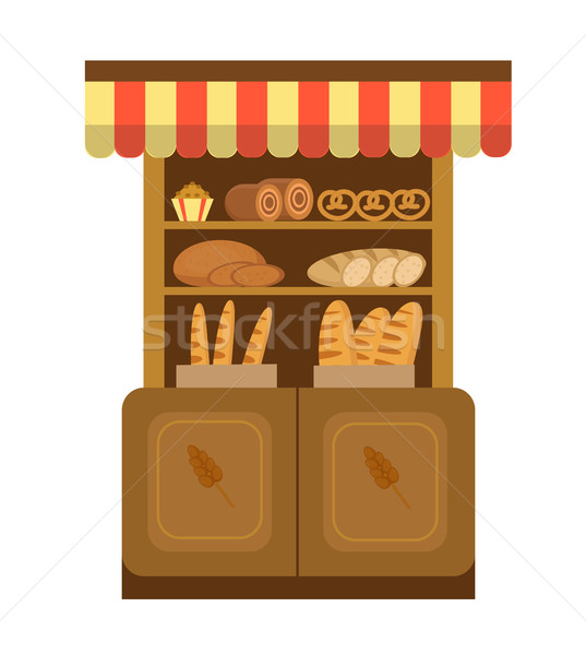 Bakery shelf. Baking Showcases icon. Bread on the , flat style.  and pastries  stores in the superma Stock photo © lucia_fox