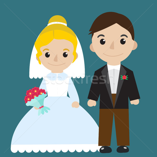 Bride and groom icon characters flat style. Wedding concept. Marriage. Vector illustration. Stock photo © lucia_fox