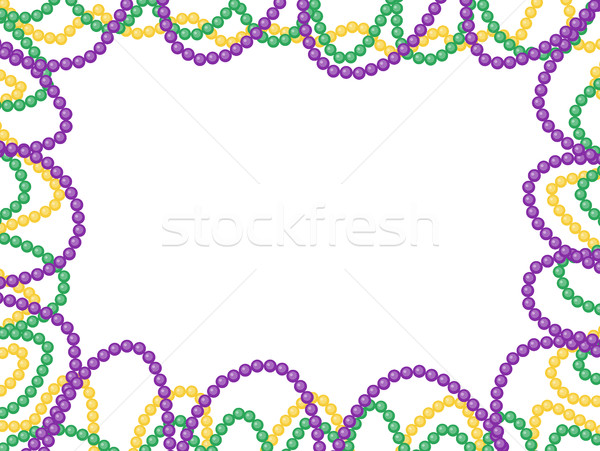 Mardi Gras beads frame, isolated on white background. Vector illustration. Stock photo © lucia_fox