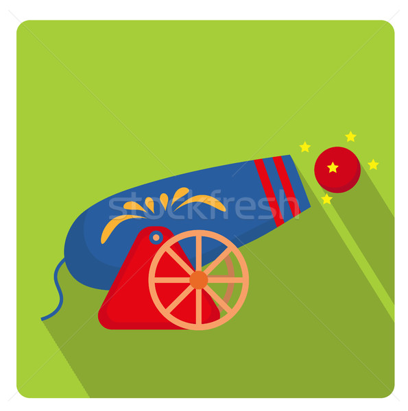 Circus Cannon icon flat style with long shadows, isolated on white background. Vector illustration. Stock photo © lucia_fox