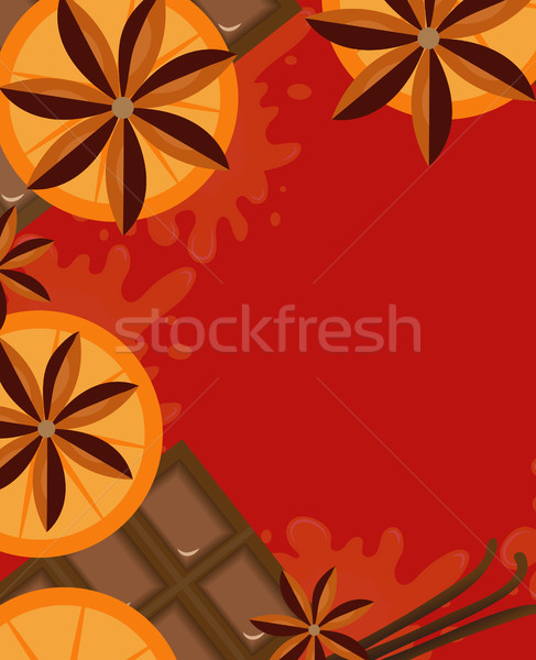 Foto stock: Vermelho · laranja · canela · chocolate · vinho · espaço