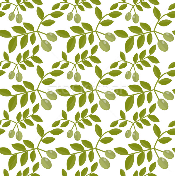 Stock photo: Seamless pattern Green olives, Olive endless background, texture, wallpaper. Vector illustration.