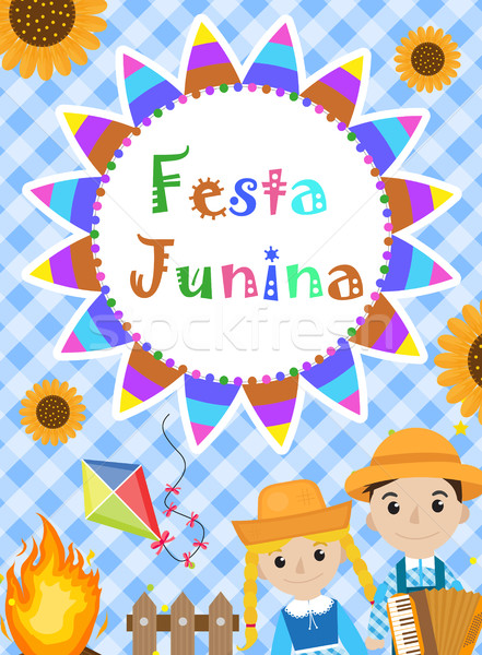 Festa Junina greeting card, invitation, poster. Brazilian Latin American festival template for your  Stock photo © lucia_fox