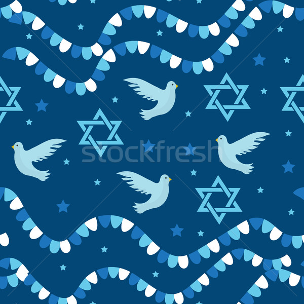 Happy Israel Independence Day seamless pattern with flags and bunting. Jewish Holidays endless backg Stock photo © lucia_fox