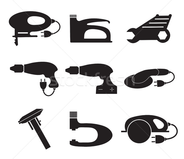 Tools mechanic icons set, black silhouette. Element logo , isolated on a white background. Vector il Stock photo © lucia_fox