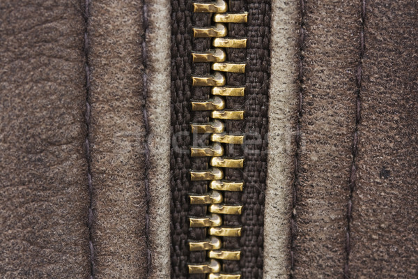 Background of brown leather with zip. Stock photo © lucielang