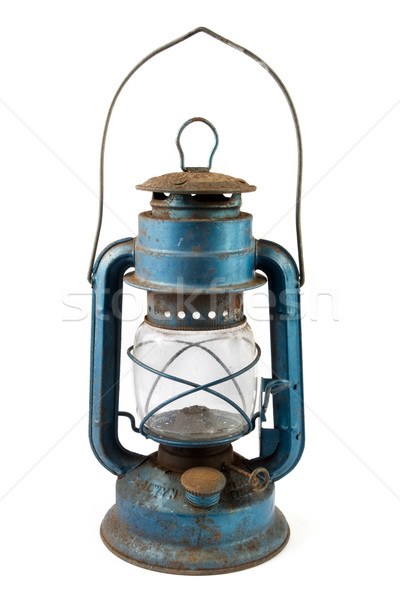 Oude Blauw roestige lantaarn witte glas Stockfoto © lucielang
