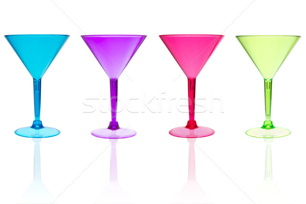 4 different color martini glasses on white Stock photo © lucielang
