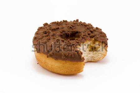 Schokolade Donut beißen Essen Kuchen Frühstück Stock foto © lucielang