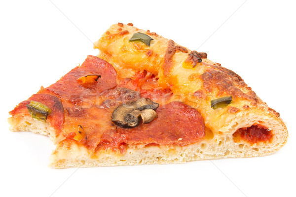 Foto stock: Rebanada · pizza · que · falta · morder · blanco · alimentos