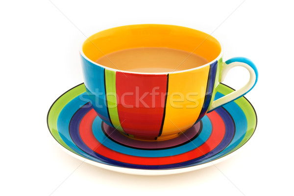 Stripy cup and saucer isolated on white Stock photo © lucielang