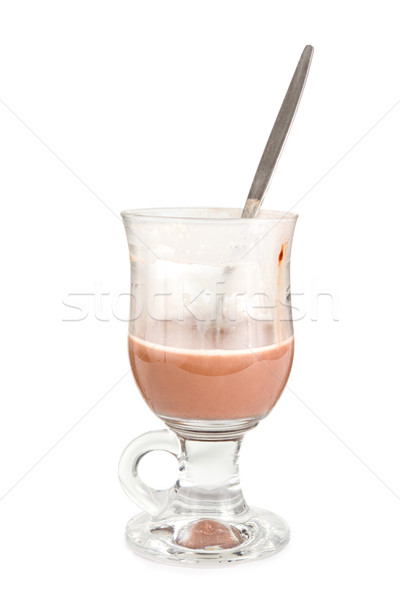 Half dronken glas warme chocolademelk witte chocolade Stockfoto © lucielang