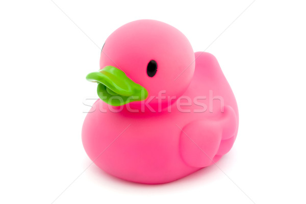 Single pink rubber duck on white Stock photo © lucielang
