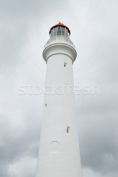 Blanche phare nuages ​​d'orage rouge toit bâtiment [[stock_photo]] © lucielang