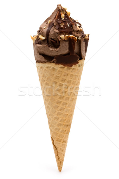 Single chocolate ice cream with sprinkles over white Stock photo © lucielang